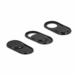 Set 3 bucati acoperitoare pentru Webcam cu glisare, Delock, pentru laptop, tablete, PC, Smartphone, din aluminiu, cu autocolant