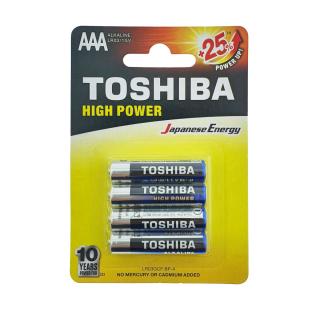 Set 4 baterii LR03 alcaline, Toshiba High Power AAA, 1.5V, in blister