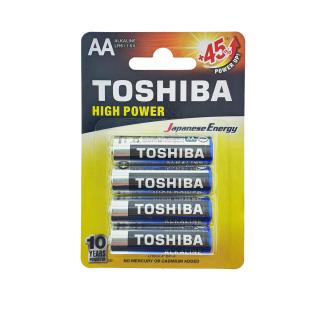 Set 4 baterii LR06 alcaline, Toshiba High Power AA, 1.5V, in blister