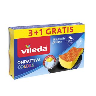 Set 4 bureti abrazivi Vileda Ondattiva Colors 20804, pentru teflon