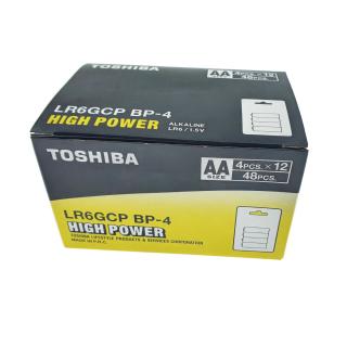 Set 48 baterii LR6 alcaline, Toshiba High Power AA, 1.5V, in blistere