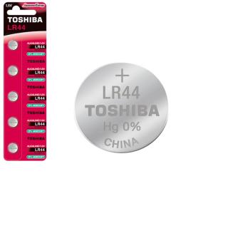 Set 5 Baterii alcaline Toshiba LR44 AG13, tip buton, 1.5V, 150 mAh, in blister