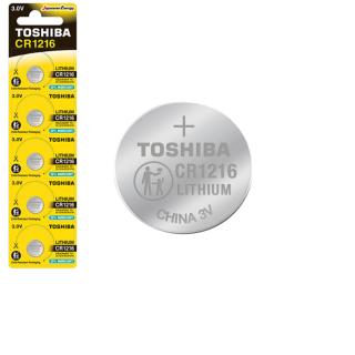 Set 5 baterii Litiu 3V CR1216, tip moneda, Toshiba 10807, in blister