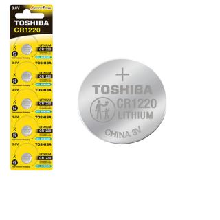 Set 5 baterii Litiu 3V CR1220, tip moneda, Toshiba 10808, in blister