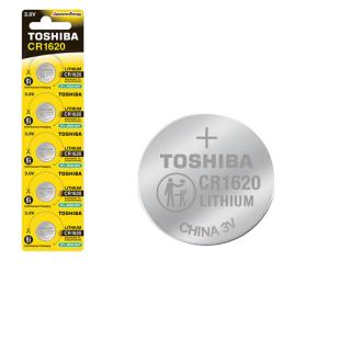 Set 5 baterii Litiu 3V CR1620, tip moneda, Toshiba 10810, in blister