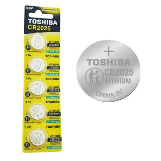 Set 5 baterii litiu 3V CR2025, tip moneda, Toshiba, in blister