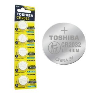 Set 5 baterii litiu 3V CR2032, tip moneda, Toshiba, in blister