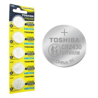 Set 5 baterii litiu 3V CR2430, tip moneda, Toshiba, in blister