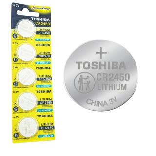 Set 5 baterii litiu 3V CR2450, tip moneda, Toshiba, in blister