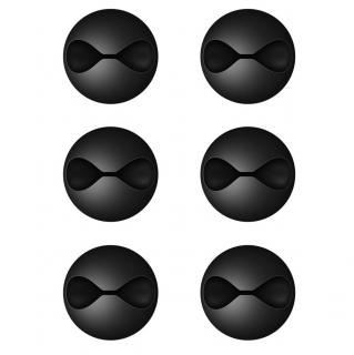 Set 6 cleme adezive pentru organizare cabluri, Esperanza 90834, diametru 28mm, negre