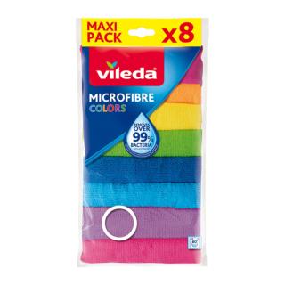 Set 8 lavete Vileda Microfibre Colors 18597, multifunctionale, 30 x 30 cm, din microfibre absorbante, multicolor
