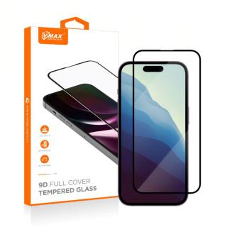 Set folie sticla securizata 9D Vmax, pentru iPhone 13 Pro Max, grosime 0.33 mm, duritate 9H, cu accesorii curatare si degresare, rama neagra, in blister