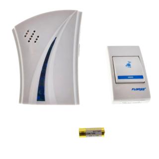Sonerie cu buton Wireless conectare la priza, Flores FE-40795, receptor, 32 melodii, raza actiune 100 metri, sistem anti-interferenta, alba cu albastru