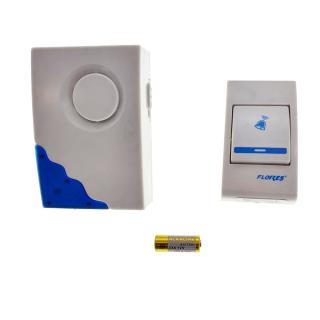 Sonerie cu buton Wireless conectare la priza, Flores FE-40796, receptor, 32 melodii, raza actiune 100 metri, sistem anti-interferenta, alba cu albastru