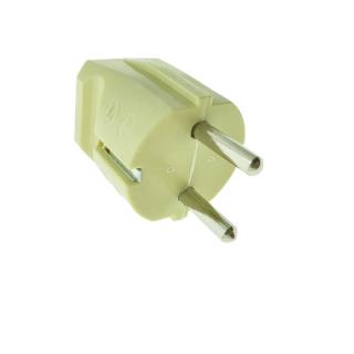 Stecher demontabil schuko, cu impamantare, 220V, 16A, cu iesire dreapta, din ebonita, bej