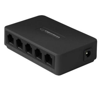 Switch Ethernet cu 5 porturi RJ-45 10 100 Mbps, 5V, cu incarcator, negru