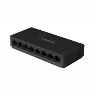 Switch Ethernet cu 8 porturi RJ-45 10 100 Mbps, 5V, cu incarcator, negru