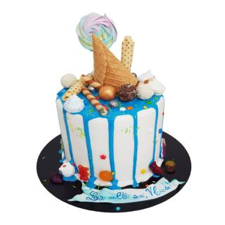 Drip cake glazura albastra