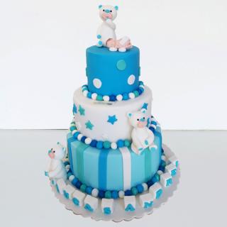Tort botez 3 ursuleti albi