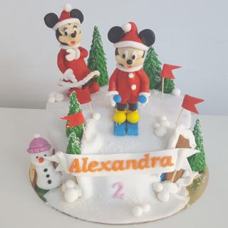 Tort Craciun Mickey si Minnie Mouse