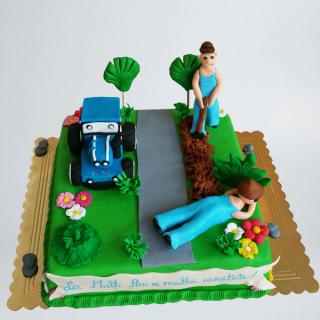 Tort cu tractoras si copii