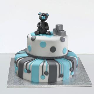 Tort de botez cu ursulet si cuburi