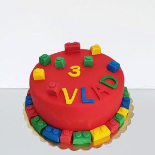 Tort Lego rotund rosu
