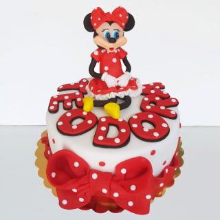 Tort Minnie Mouse cu buline albe