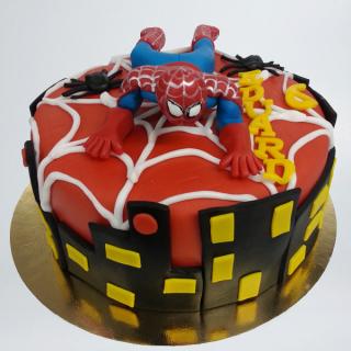 Tort Spiderman rosu cu blocuri negre