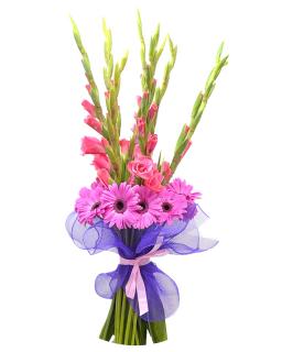 Buchet cu gerbera si gladiole
