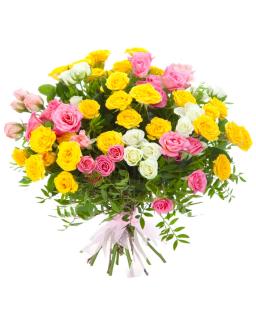 Buchet cu minirosa in trei culori