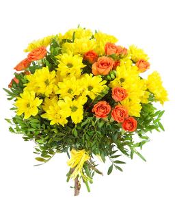 Buchet cu minirosa si crizanteme