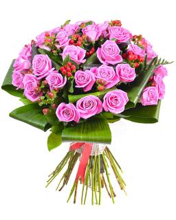 Buchet de lux cu trandafiri roz