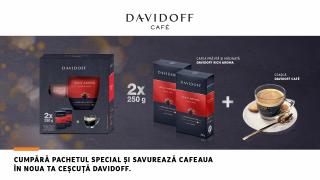 Davidoff Cafe Rich Aroma 2x250g  ceasca espresso transparenta  Davidoff Cafe Fine Aroma 2x100g  pahar transparent