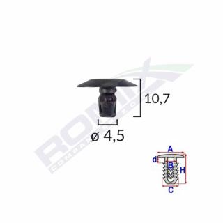 Clips Capac Pentru Citroen Peugeot 4.5X10.7Mm - Negru Set 25 Buc