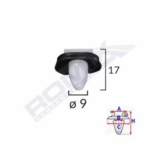 Clips Fixare Elemente Exterioare Pentru Citroen Peugeot Fiat 9X17Mm - Alb Set 10 Buc