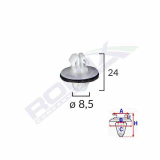 Clips Fixare Elemente Exterioare Pentru Suzuki Toyota 8.5X24Mm - Alb Set 10 Buc