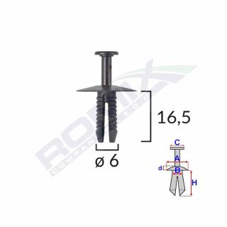 Clips Fixare Pentru Bmw Mini Opel 6X16.5Mm - Negru Set 10 Buc