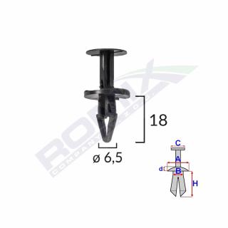 Clips Fixare Pentru Ford, Opel 6.5X18Mm Negru Set 10Buc