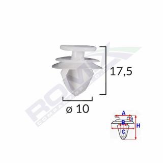 Clips Tapiterie Pentru Citroen Peugeot Volvo 10X17.5Mm - Gri Set 10 Buc