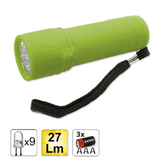 Lanterna De Plastic Cu 9 Leduri. Verde Jbm