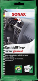 Servetele Umede Auto Pentru Suprafetele Din Plastic, Cu Efect Lucios, Set 10 Buc Sonax