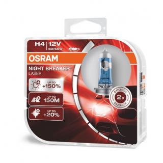 Set 2 Becuri 12V H4 60 55 W Night Breaker Laser Nextgen +150% Osram