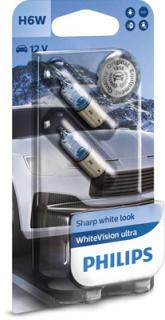 Set 2 Becuri 12V H6W Bax9S (Blister) White Vision Ultra Philips