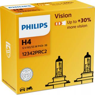 Set 2 Becuri Far H4 P43T 60 55W 12V Vision Philips
