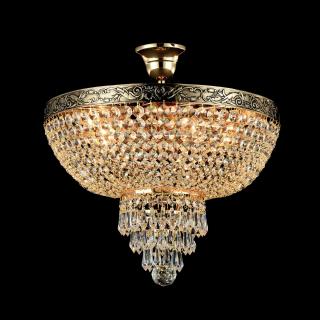 Plafoniera Maytoni Palace, aur antic, cristal, 40 cm, 5XE27