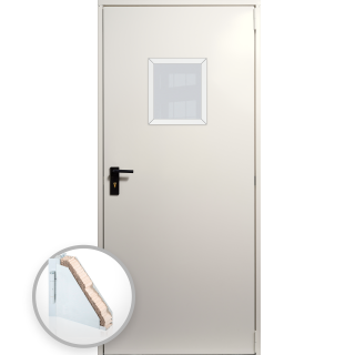 Usa metalica blat 40 mm din otel multifunctionala cu geam pentru boxa   magazie - RAL 9001 Alb - Crem