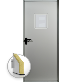 Usa metalica blat 60 mm intrare secundara cu geam - Gri RAL 7035 - Usa multifunctionala