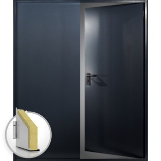 Usa metalica dubla blat 60 mm intrare secundara - RAL 7016 - Gri Antracit - Usa dubla multifunctionala otel