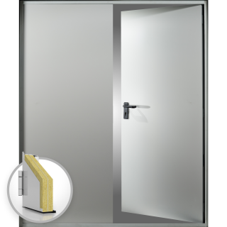 Usa metalica dubla blat 60 mm intrare secundara - RAL 7035 - Gri Deschis - Usa dubla multifunctionala otel